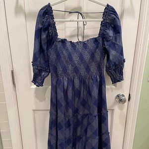 Navy Glitter Check Nesli Nap Dress